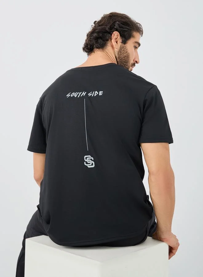 Styli Slogan Print Round Neck Oversized T-Shirt